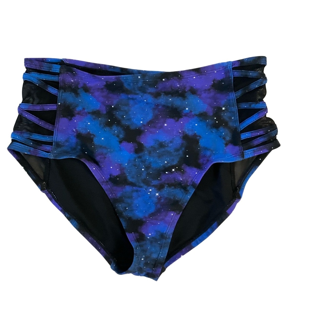 HOT TOPIC Galaxy High‎ Waisted Side Cut Outs Bikini Swimwear Bottom Medium